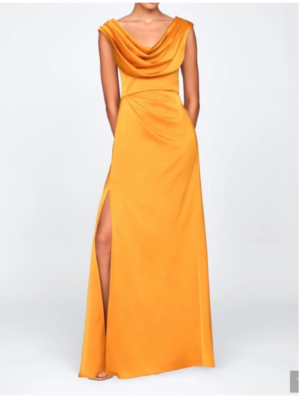 Theia New Blair Gold Nectar Maxi Dress Gown